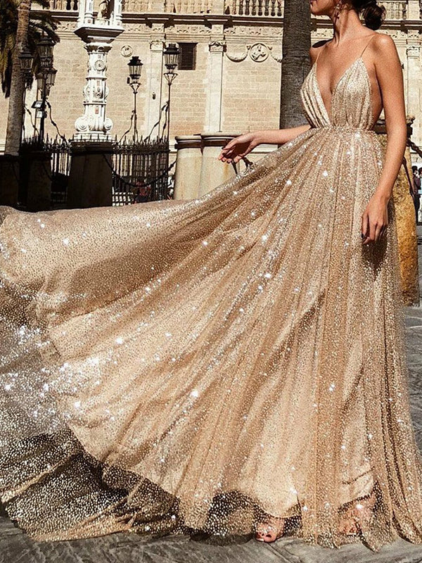 Aurelia Sequin Backless Midi Dress Gold 1