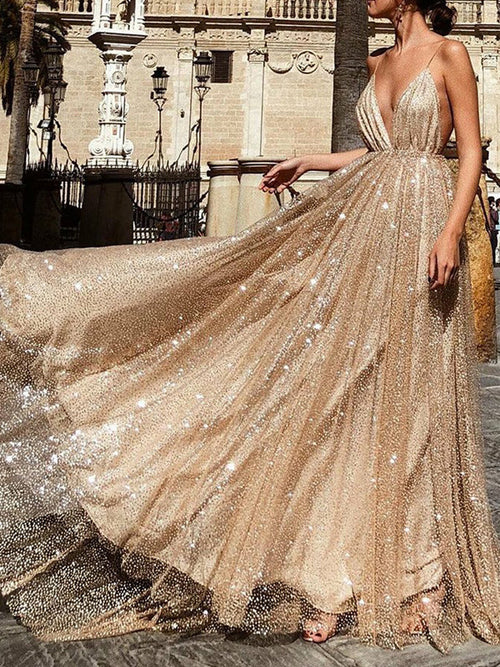 Aurelia Sequin Backless Midi Dress Gold 1
