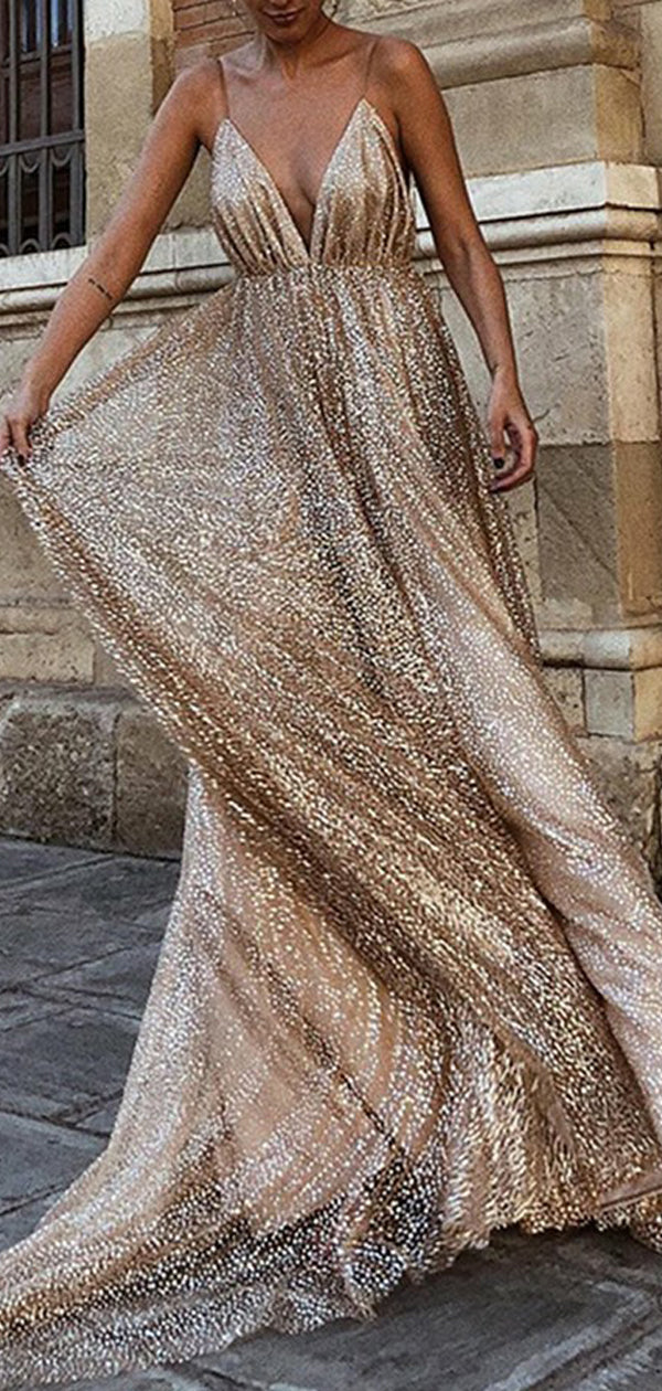 Aurelia Sequin Backless Midi Dress Gold 2