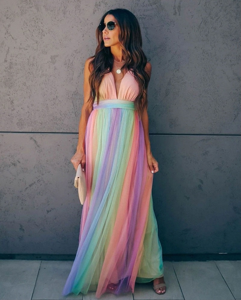 Aurora Spaghetti Strap Rainbow Dress Multi 2