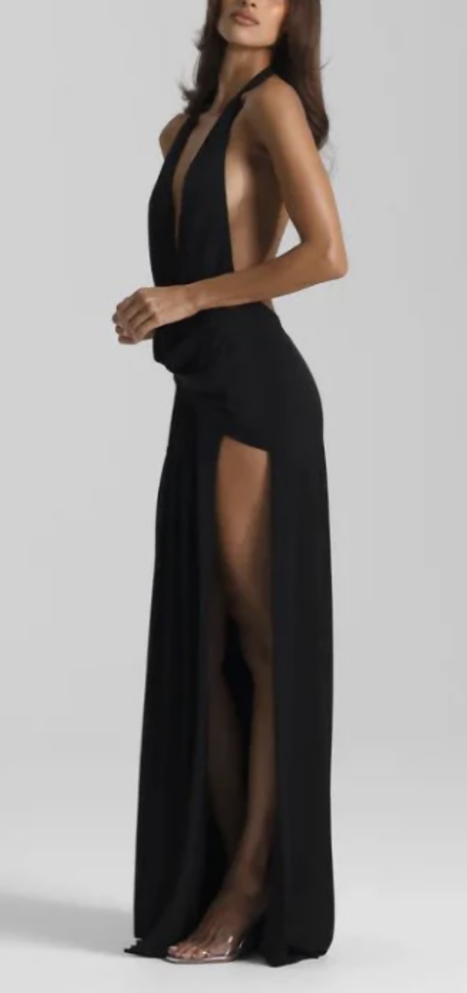 Winona Satin Gown Black 3