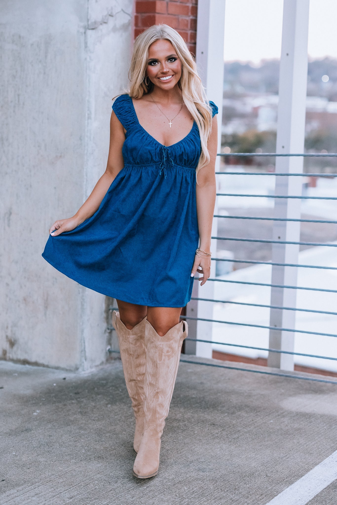 Violet Corduroy Babydoll Mini Dress 3