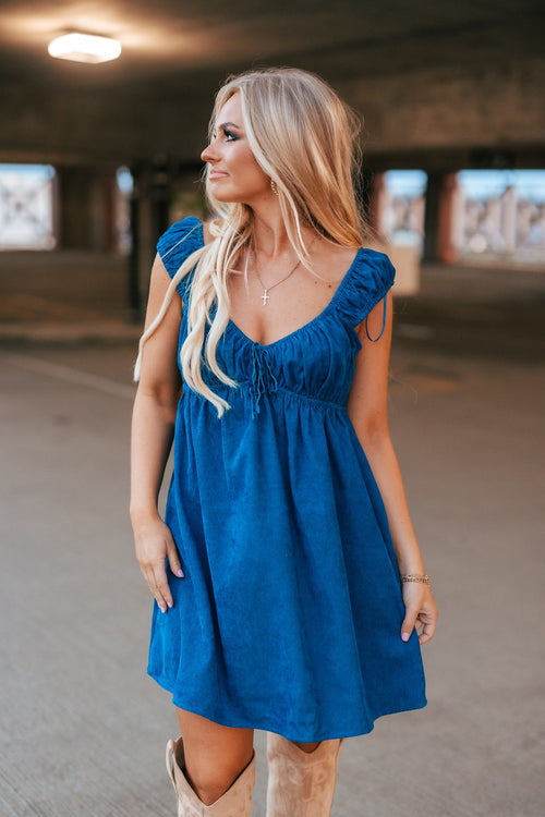 Violet Corduroy Babydoll Mini Dress 1