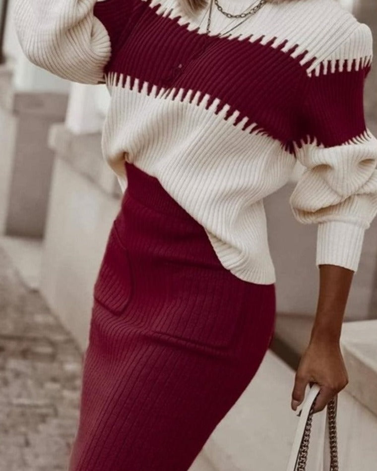 Larra Sweater & Skirt Set Burgundy 7