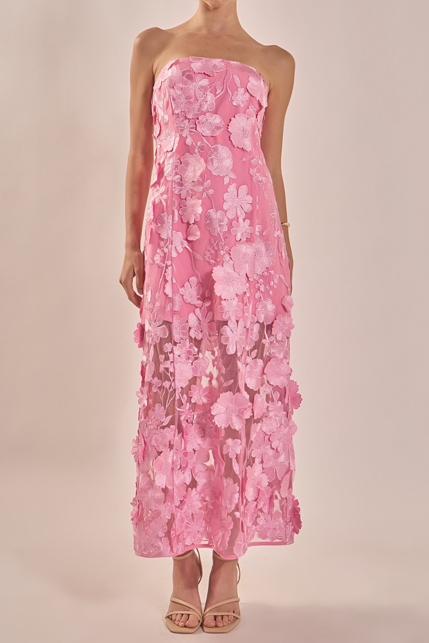 Isabelle Floral Embroidered Maxi Dress PEONY PINK 5