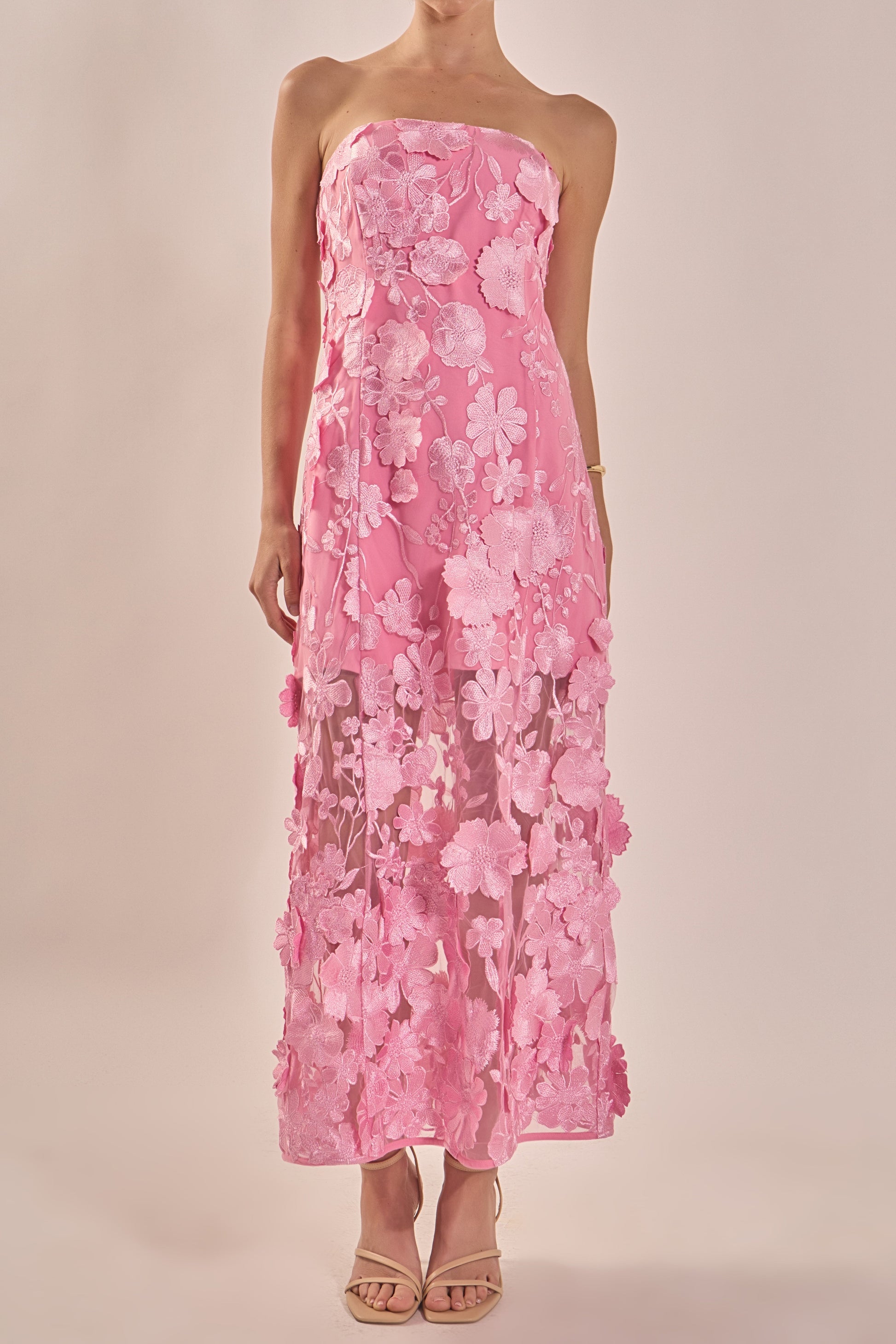 Isabelle Floral Embroidered Maxi Dress PEONY PINK 5