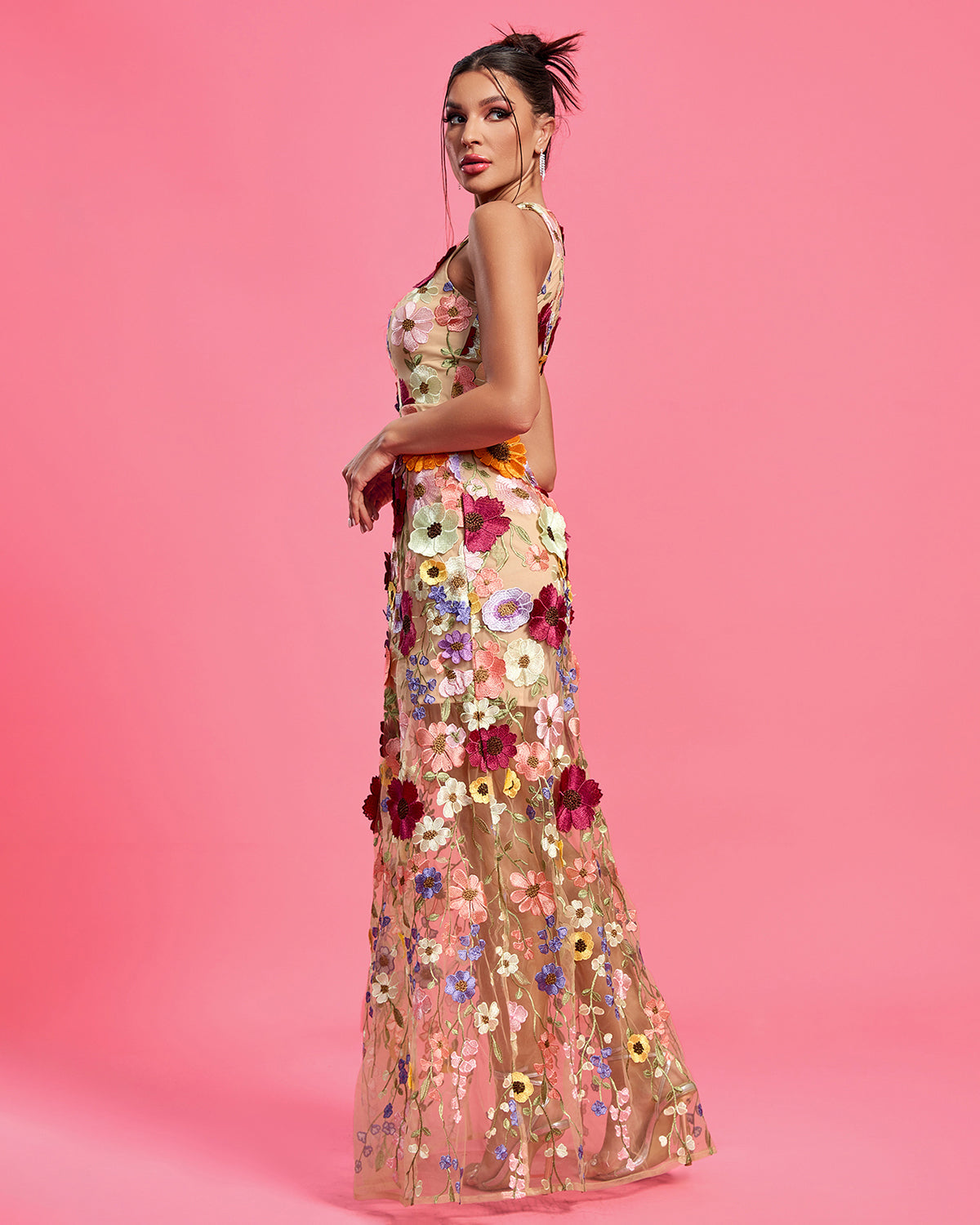 Maraya Floral Appliqué Maxi Dress Colorful 3
