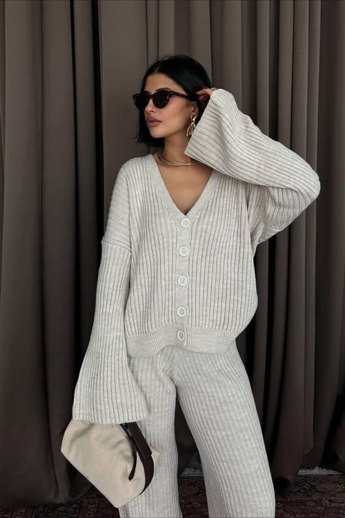 Karsyn Wide Leg Knit Set Light gray 1