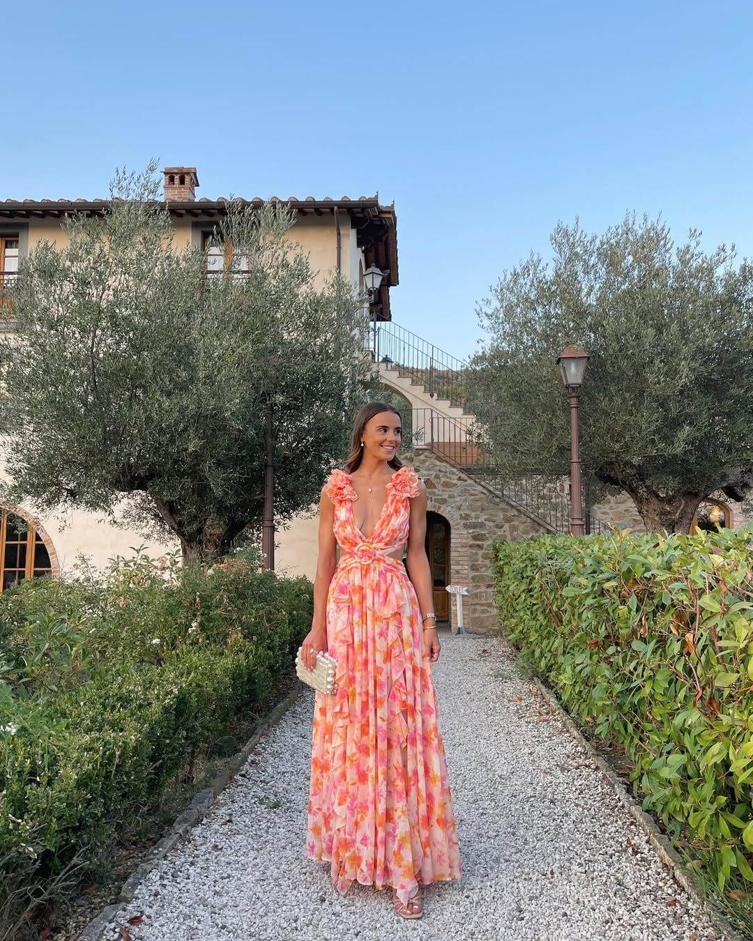 Maeve Floral Cutout Maxi Dress Pink 2