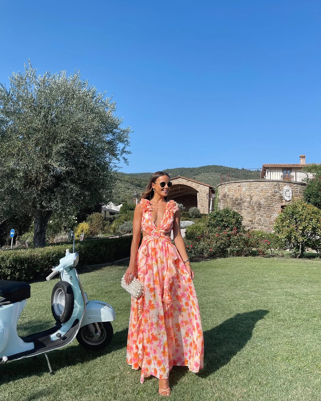 Maeve Floral Cutout Maxi Dress Pink 3