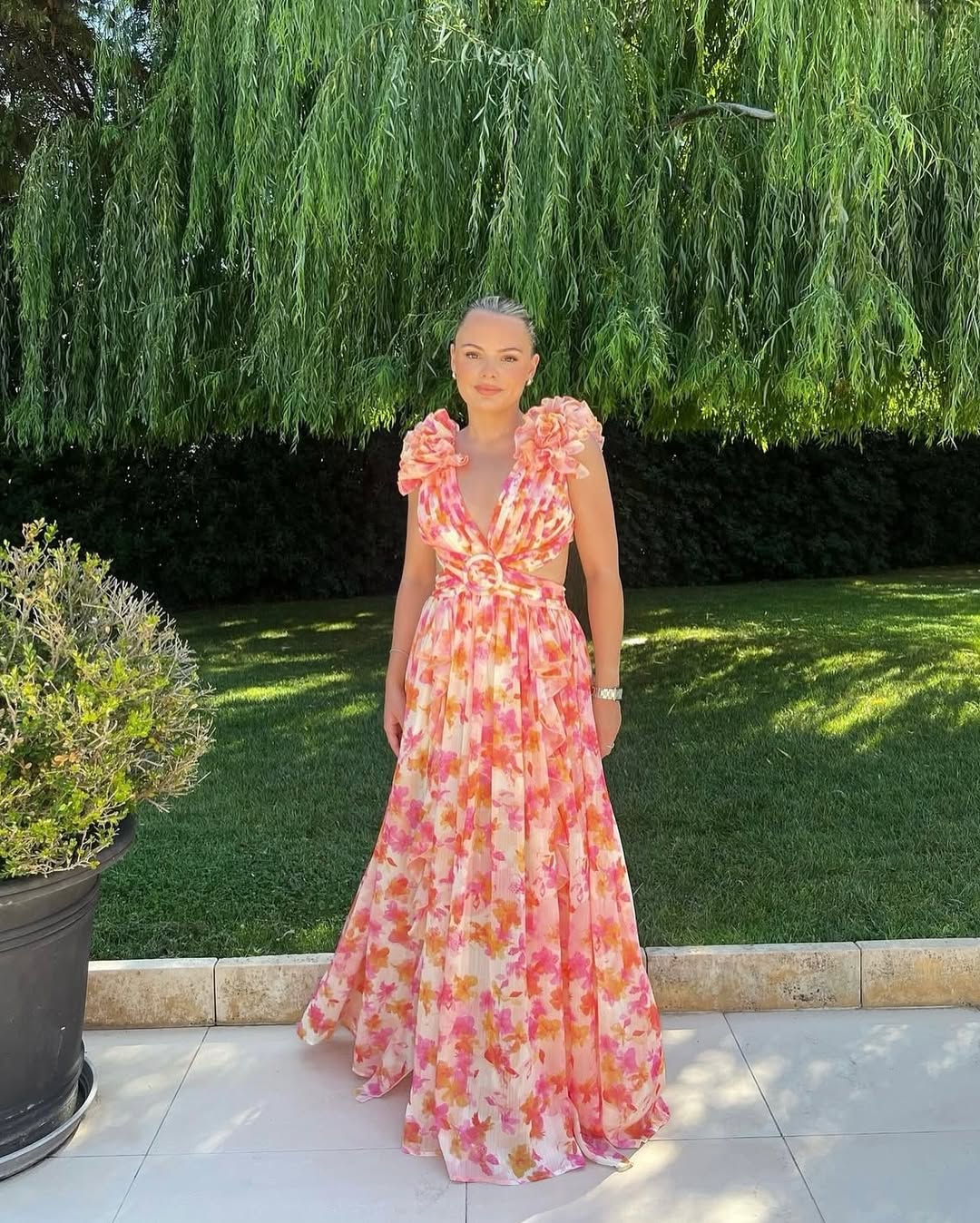Maeve Floral Cutout Maxi Dress Orange 4