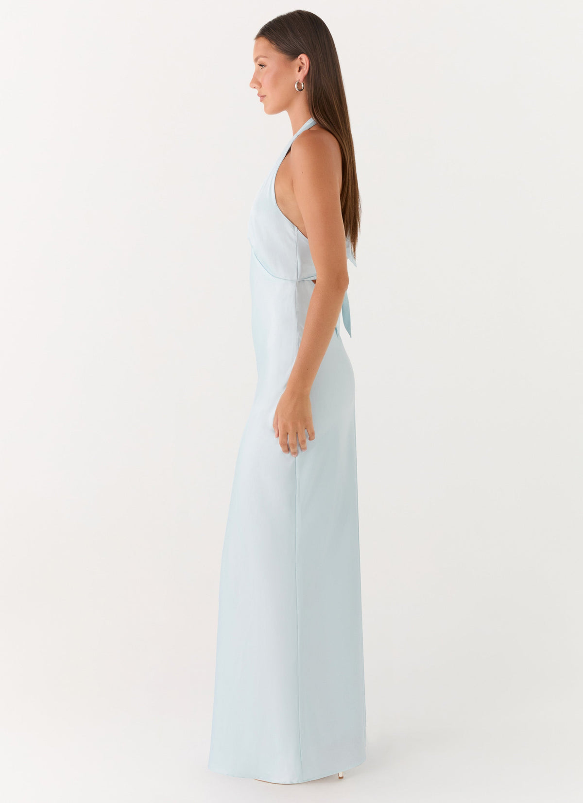 Ophelia Satin Maxi Dress in Black Ice Blue 3