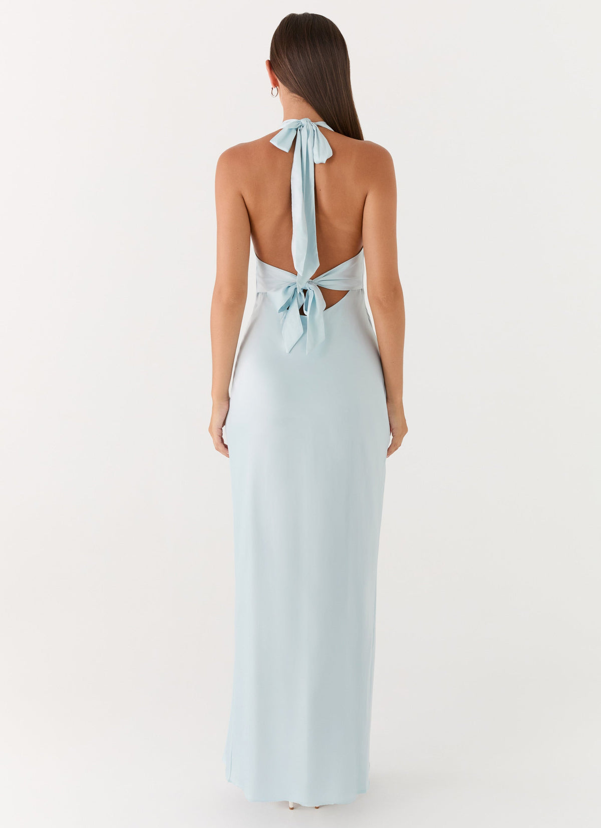 Ophelia Satin Maxi Dress in Black Ice Blue 4