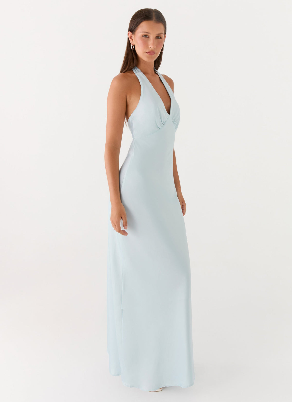 Ophelia Satin Maxi Dress in Black Ice Blue 1