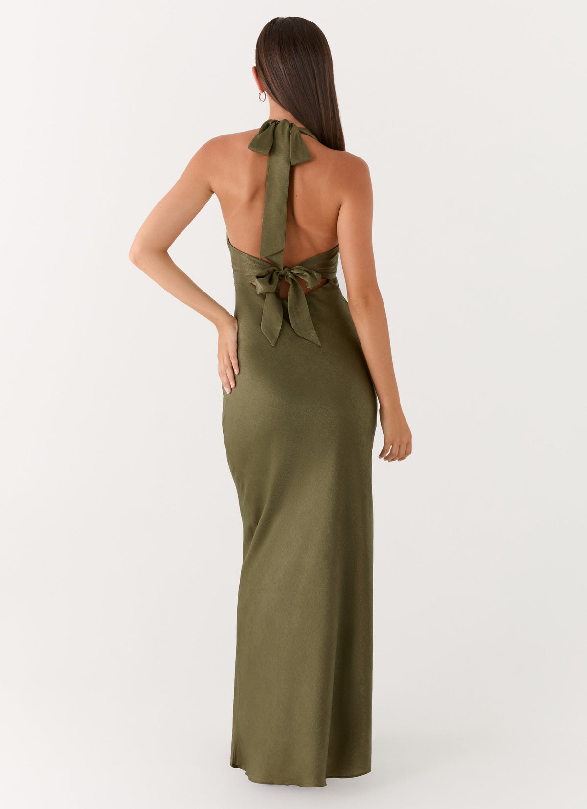 Ophelia Satin Maxi Dress in Black Khaki 4