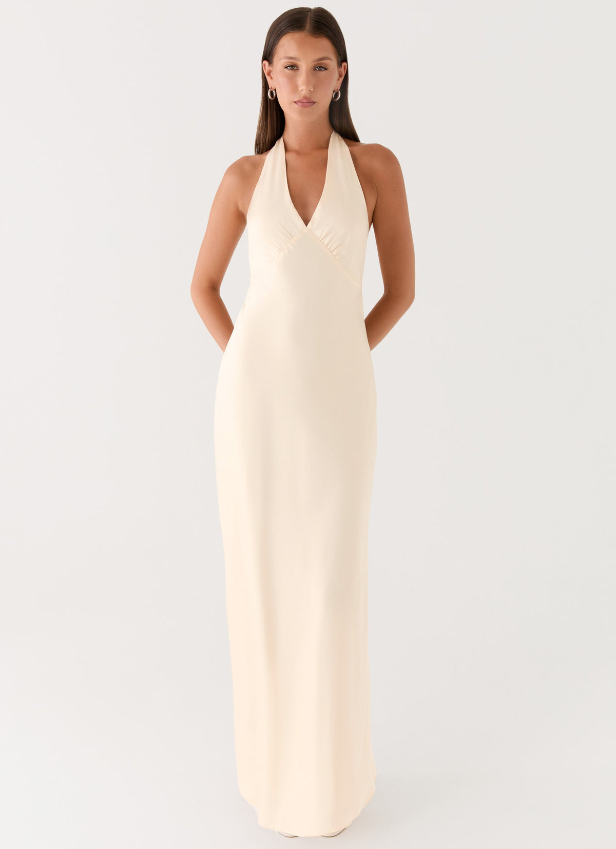 Ophelia Satin Maxi Dress in Black Pearl 1