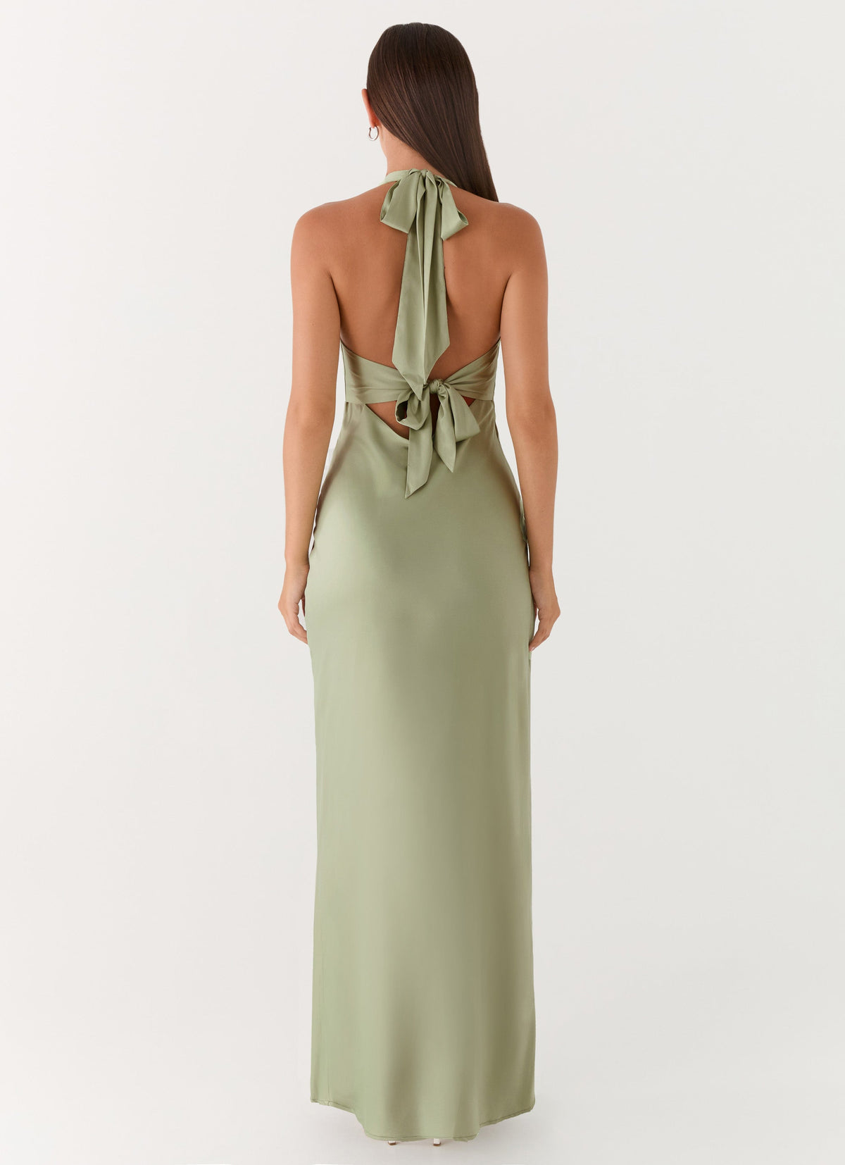 Ophelia Satin Maxi Dress in Black Sage 3