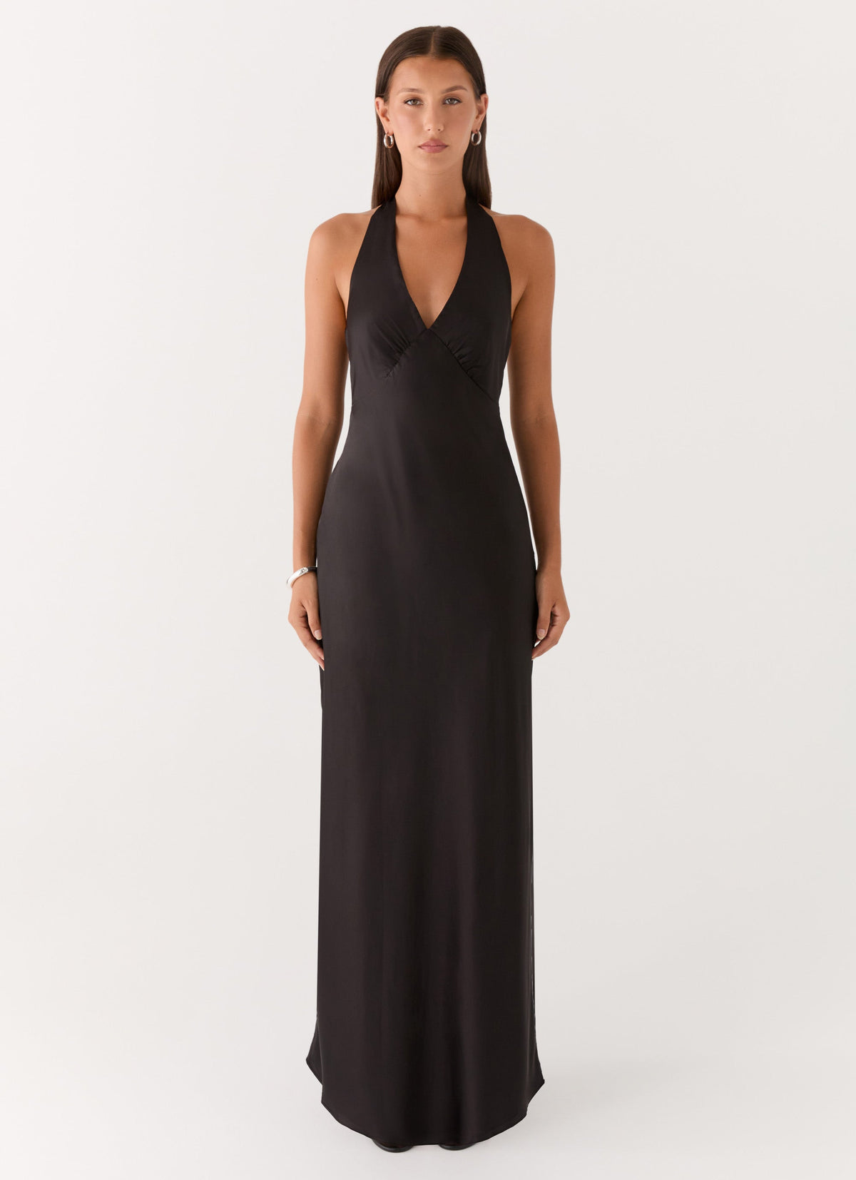 Ophelia Satin Maxi Dress in Black Black 6
