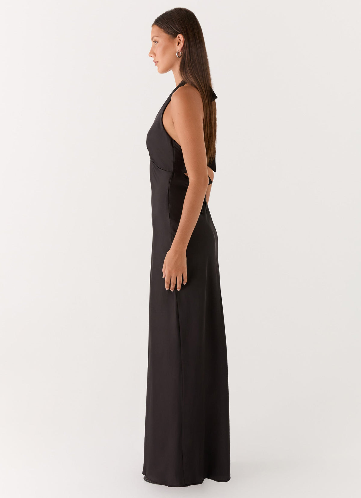 Ophelia Satin Maxi Dress in Black Black 2