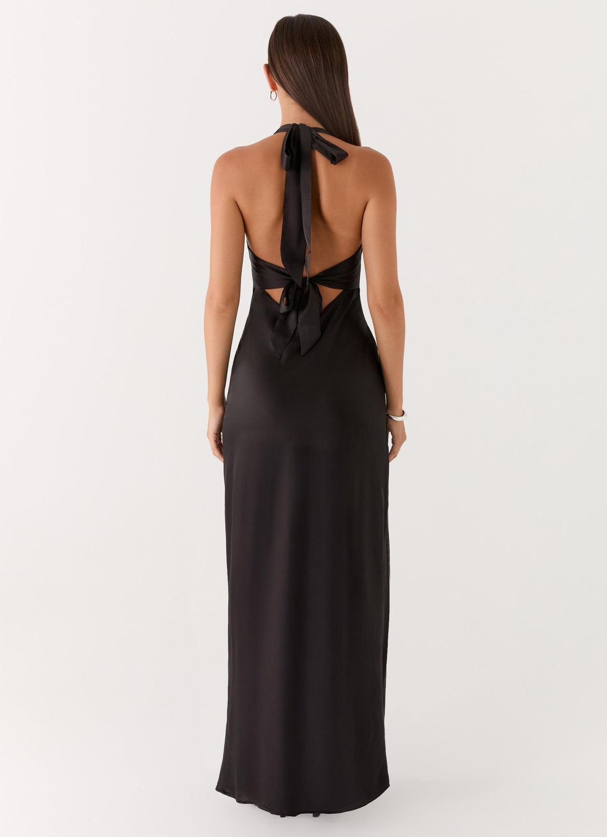 Ophelia Satin Maxi Dress in Black Black 3