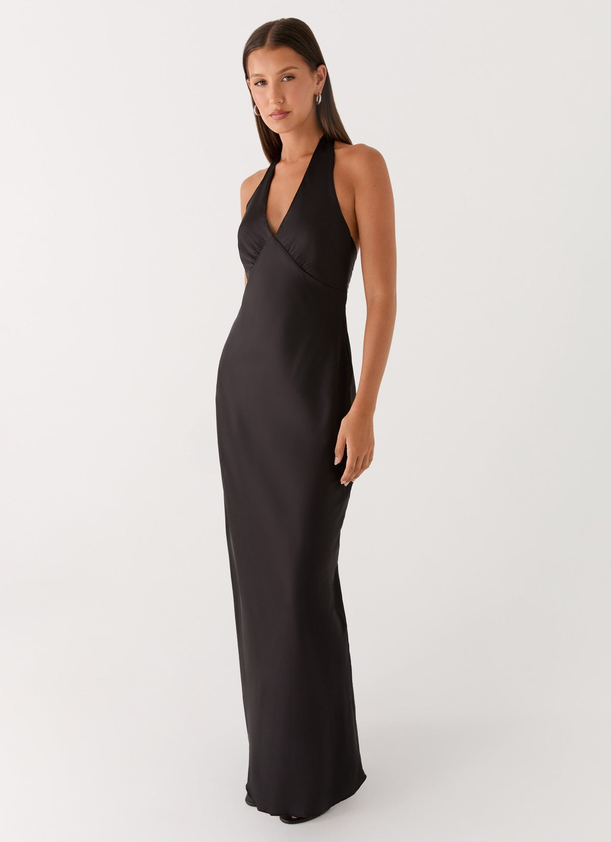 Ophelia Satin Maxi Dress in Black Black 4
