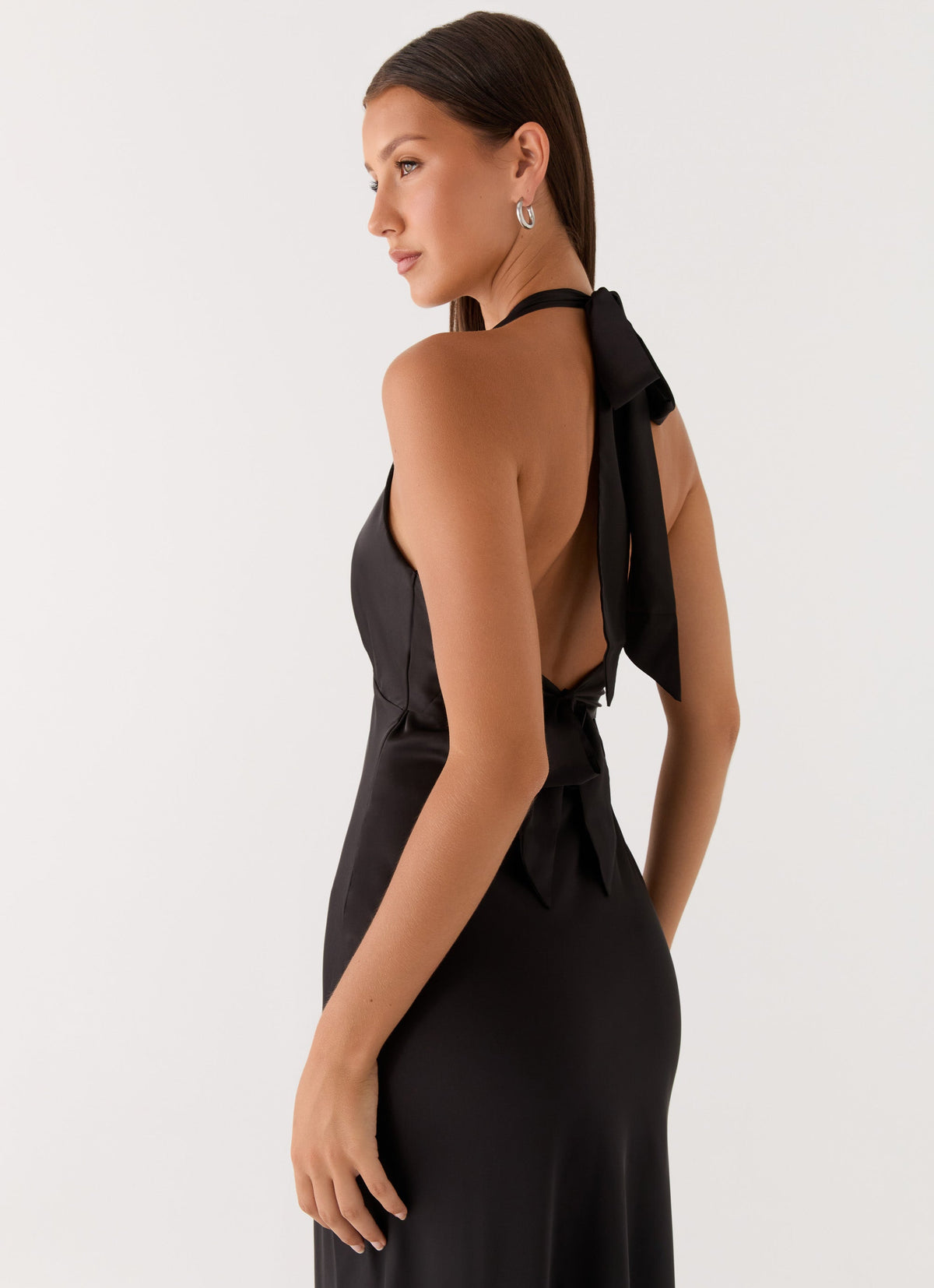 Ophelia Satin Maxi Dress in Black Black 5