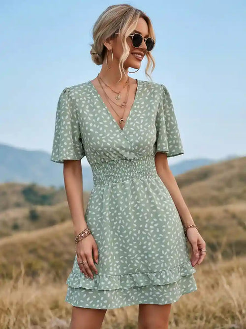 Margot Linen Mini Dress in Sage Green 1