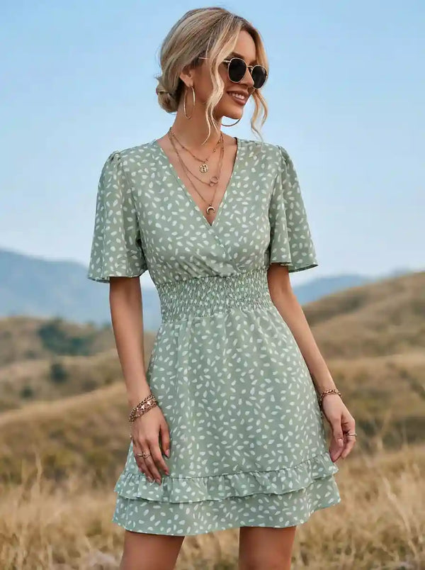 Margot Linen Mini Dress in Sage