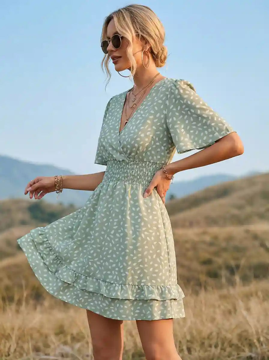 Margot Linen Mini Dress in Sage Green 2