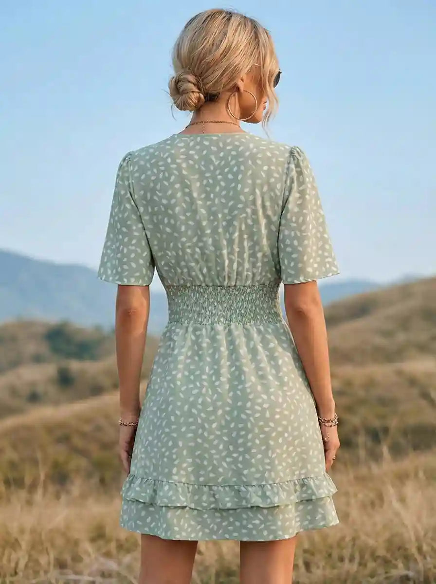 Margot Linen Mini Dress in Sage Green 3