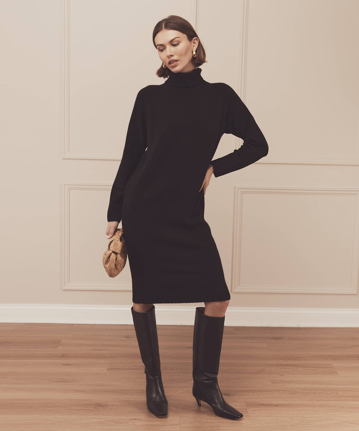 Margot Cashmere Turtleneck Dress Black 1