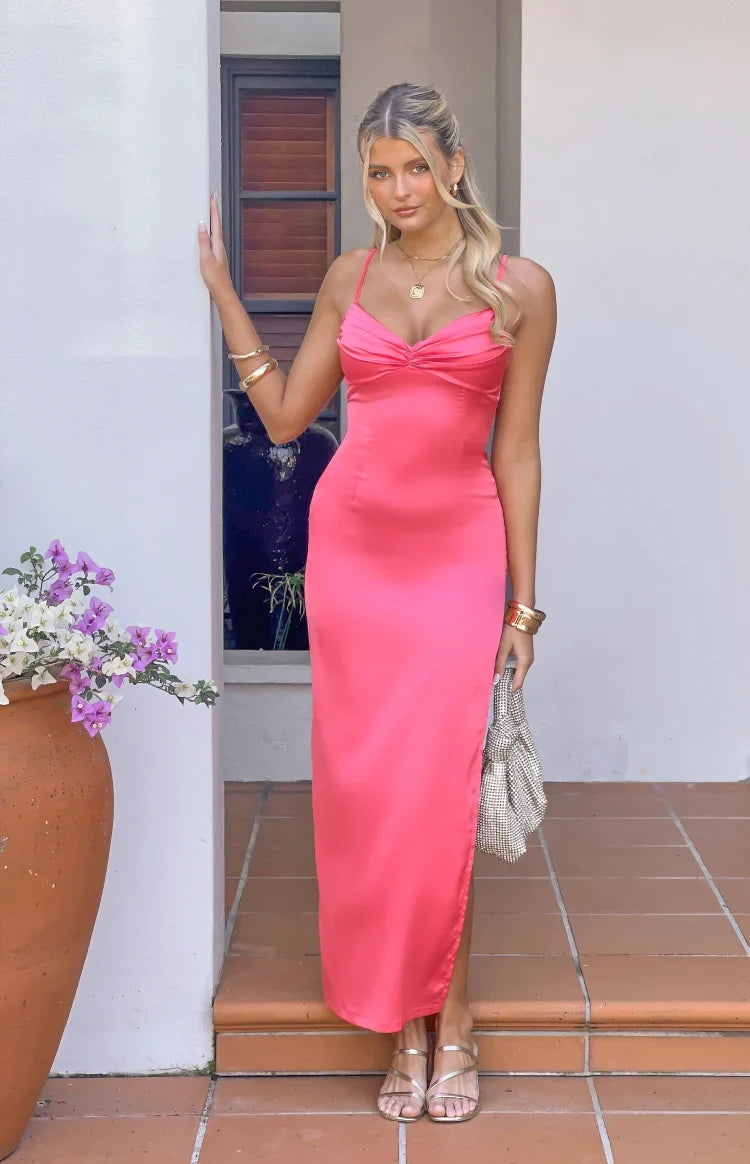 Margot Crepe Maxi Dress in Honey Pink 1