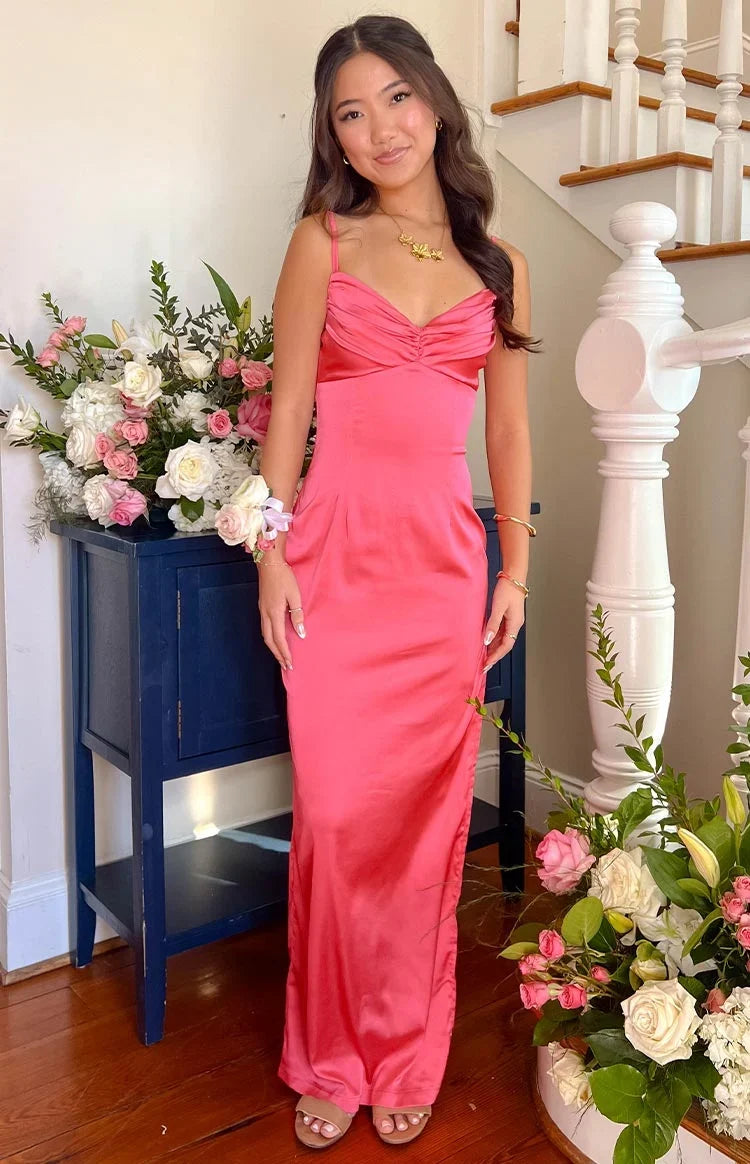 Margot Crepe Maxi Dress in Honey Pink 2