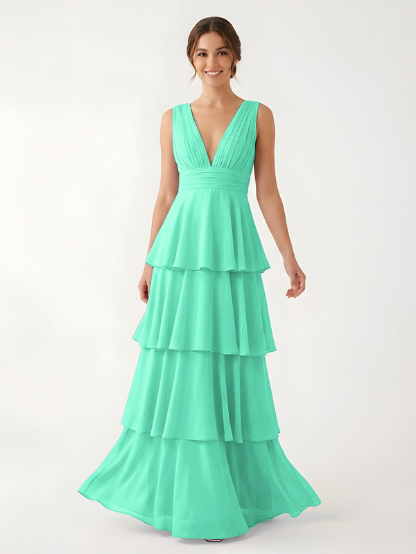 Isabelle Chiffon A-Line Dress in Rust