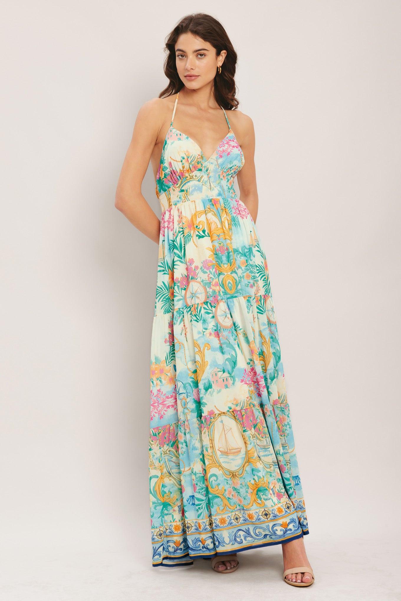 Capri Sail Away Woven Maxi Dress IVORY MULTI 3