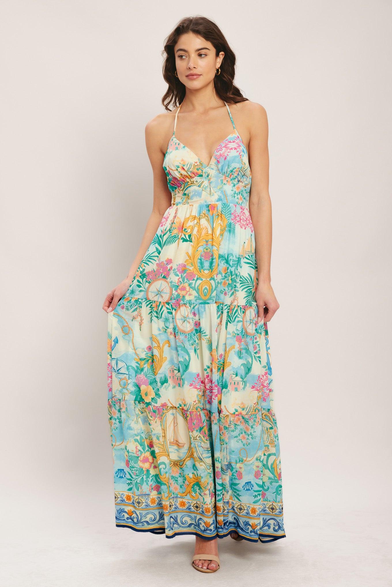 Capri Sail Away Woven Maxi Dress IVORY MULTI 4
