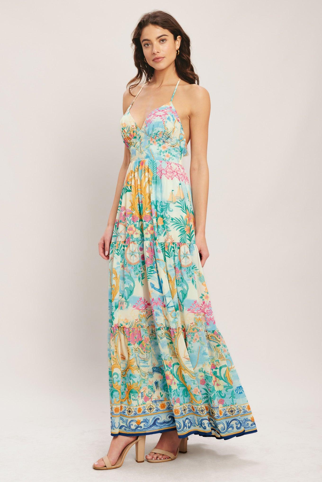 Capri Sail Away Woven Maxi Dress IVORY MULTI 6