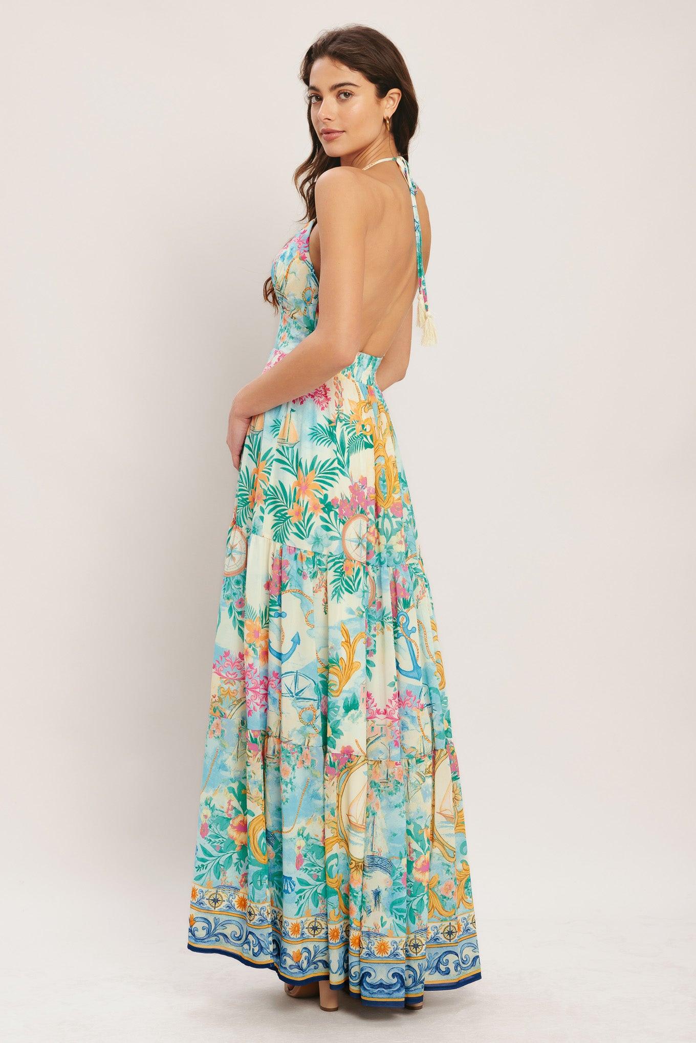 Capri Sail Away Woven Maxi Dress IVORY MULTI 2