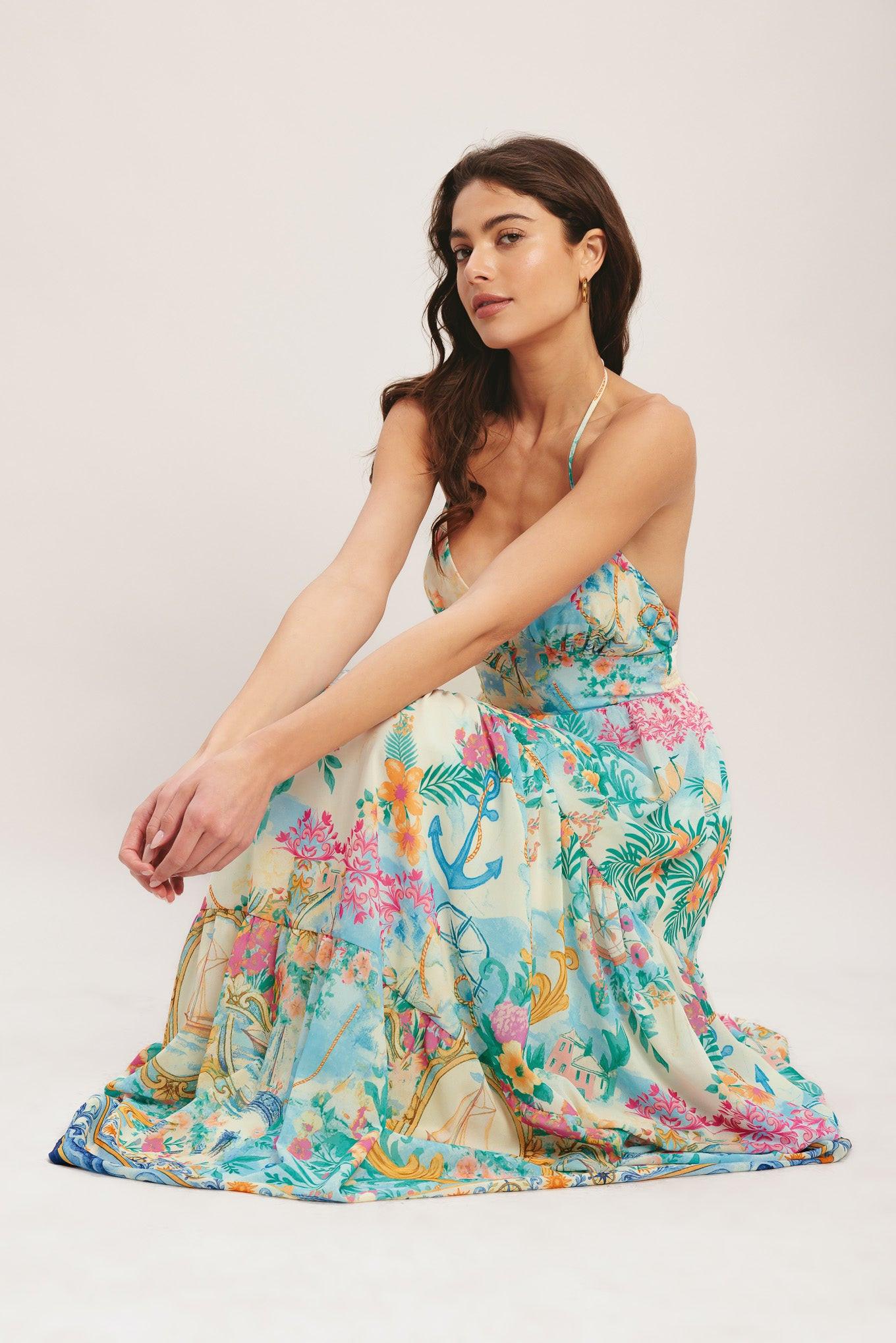 Capri Sail Away Woven Maxi Dress IVORY MULTI 7
