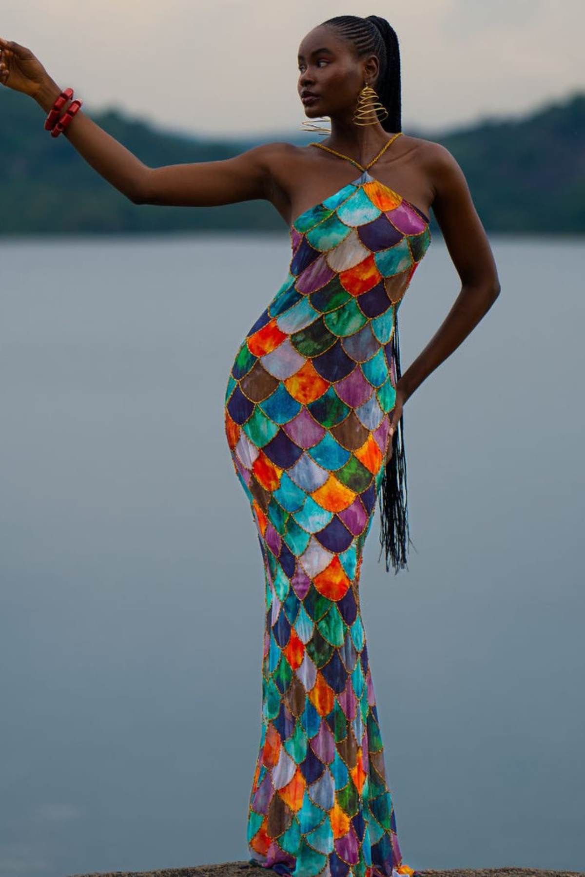 Ophelia Satin Midi Dress Multi 3