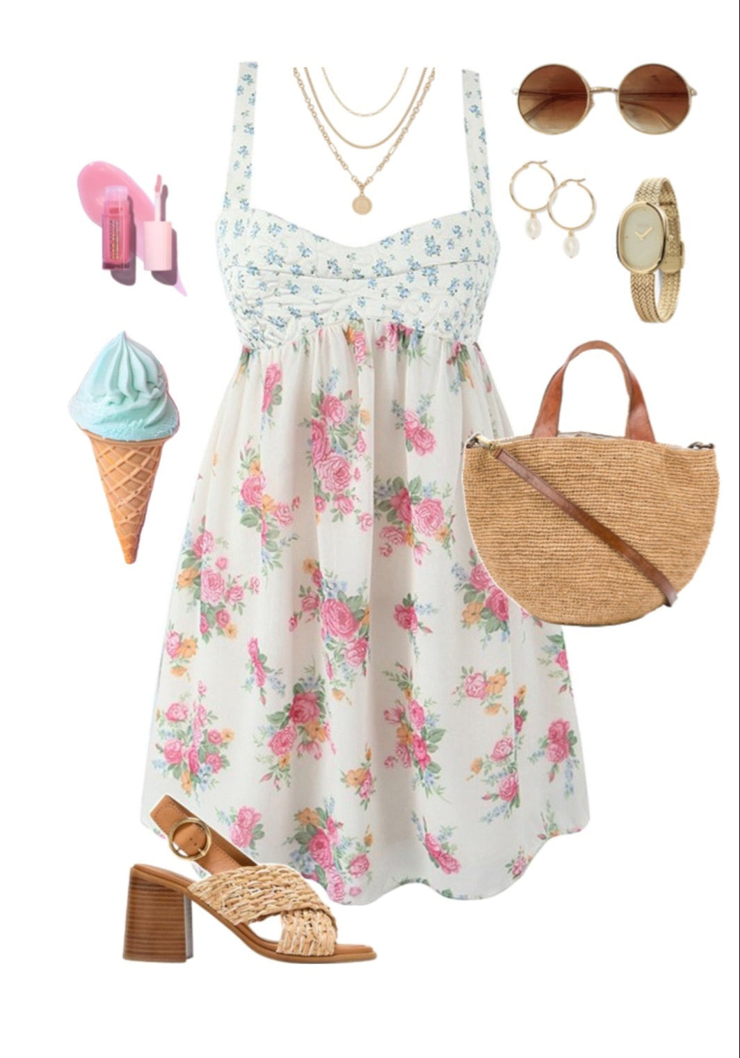 Evelyn Rose Floral Midi Dress Rose 1