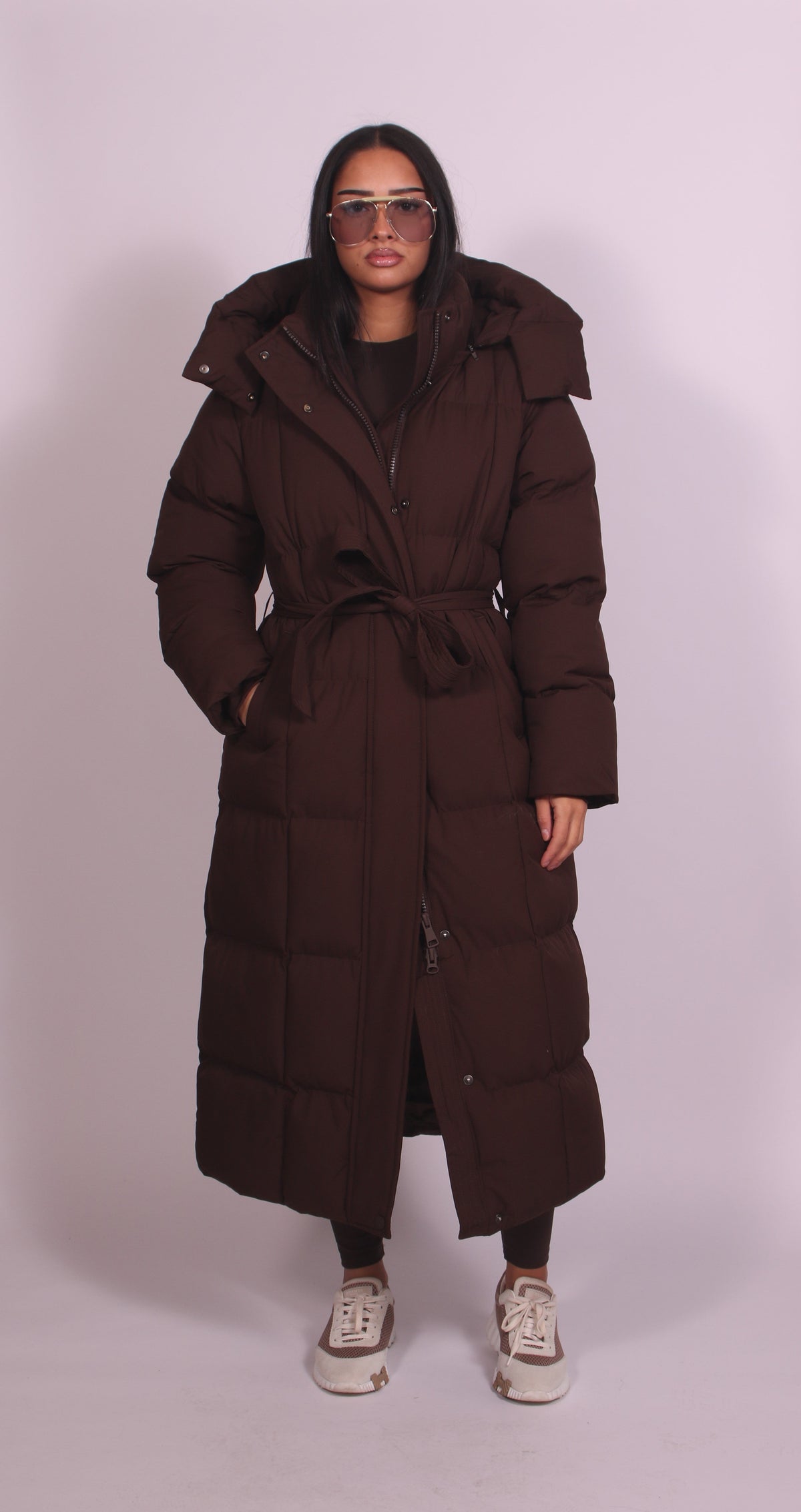 Matilda Quilted Longline Coat Brown 3