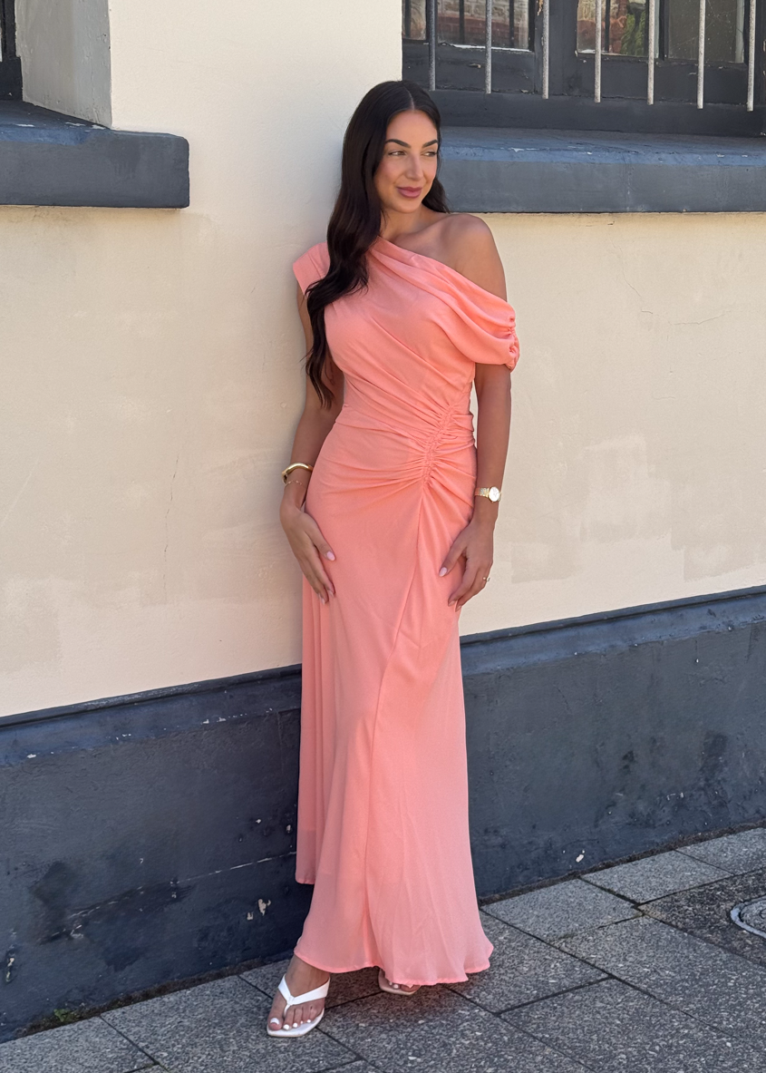 Flirtini One-Shoulder Maxi Dress Peach 8