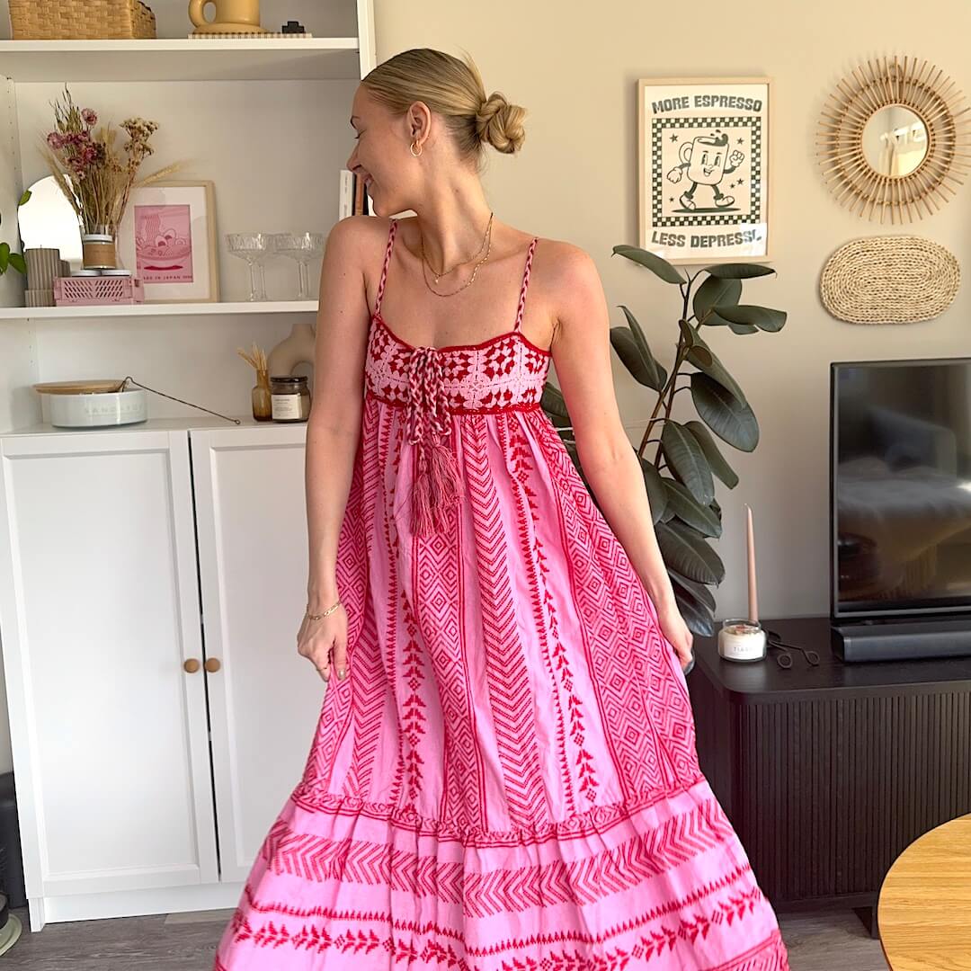 Livia Linen Maxi Dress Pink 1