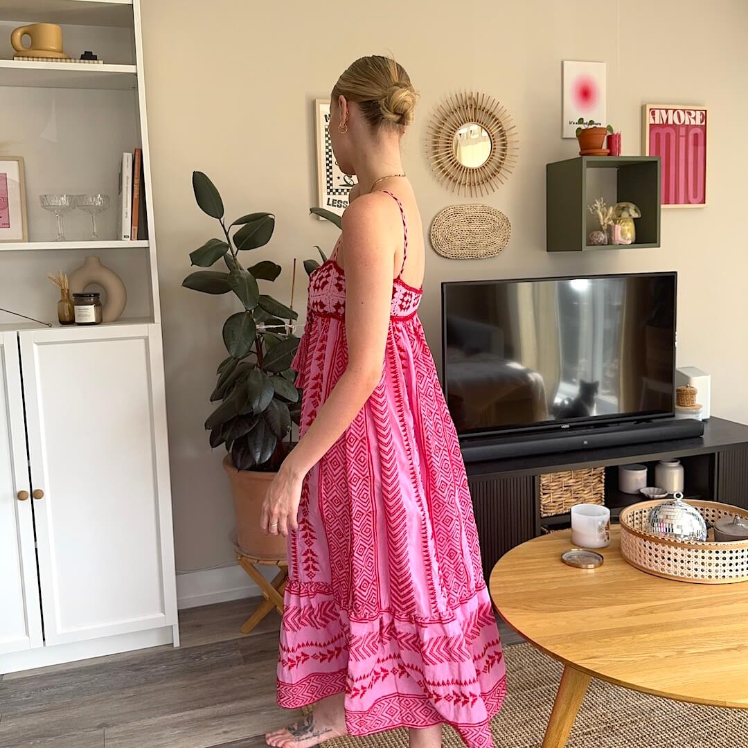 Livia Linen Maxi Dress Pink 6