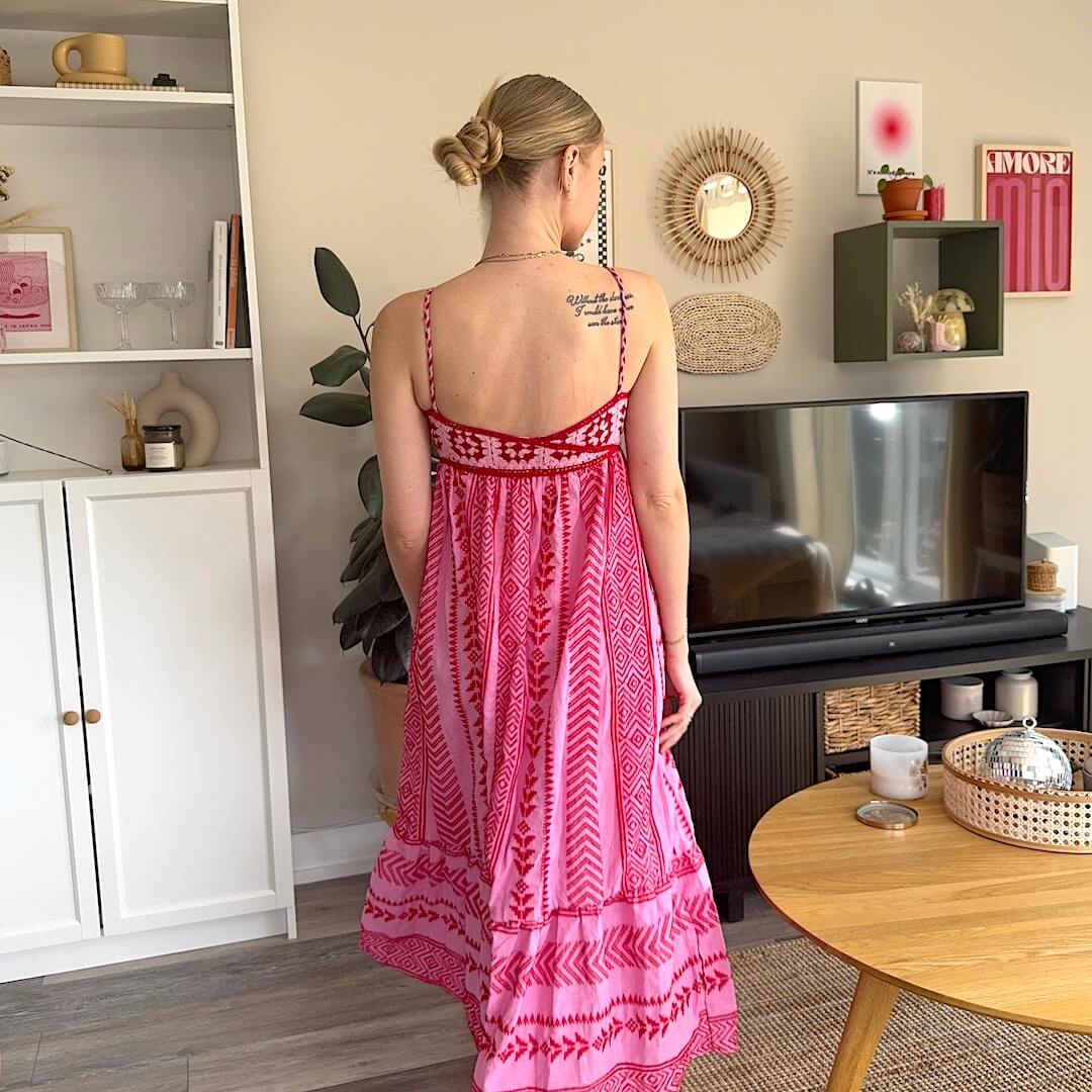 Livia Linen Maxi Dress Pink 4