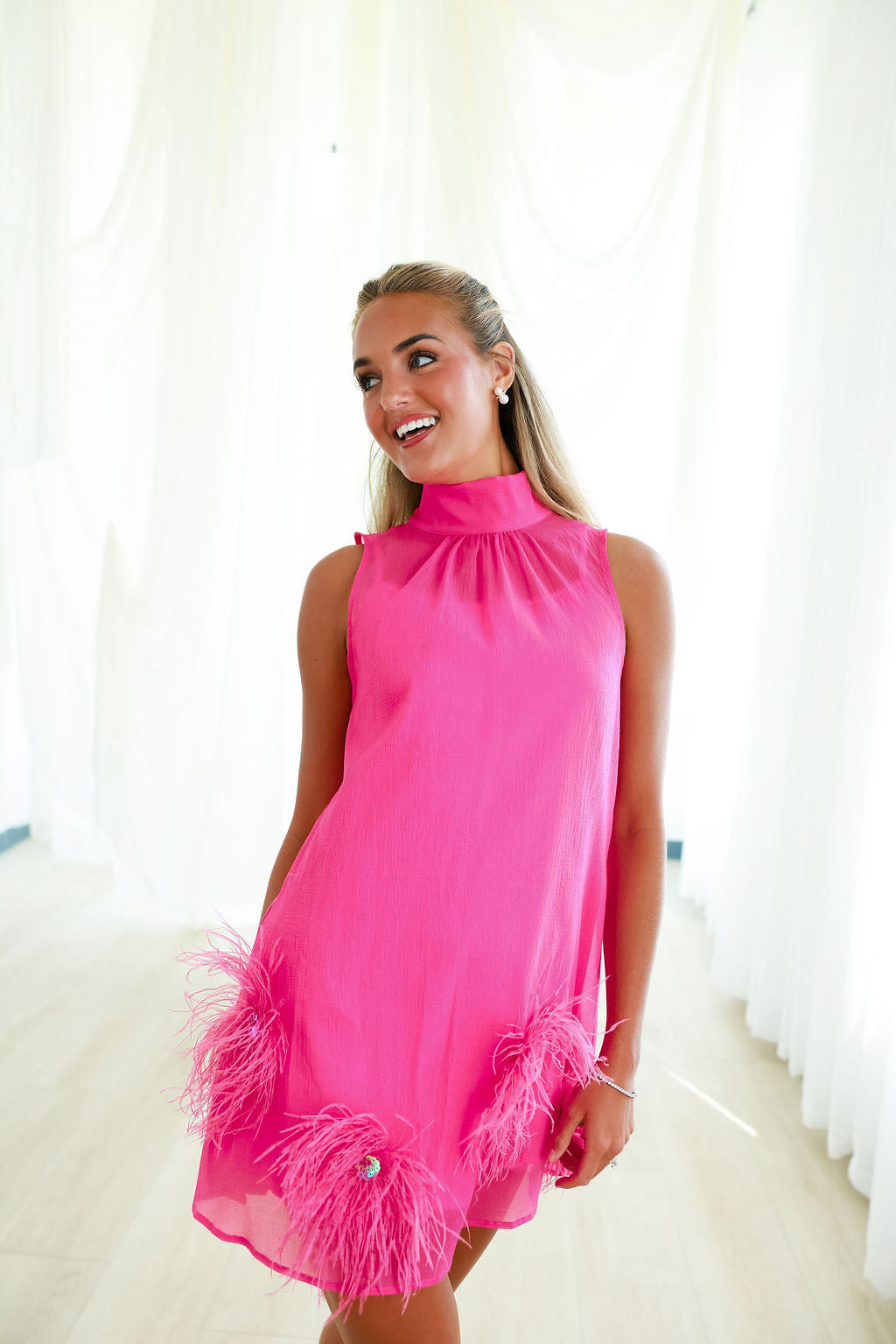 Emmy Satin Slip Dress in Black Fushia 5