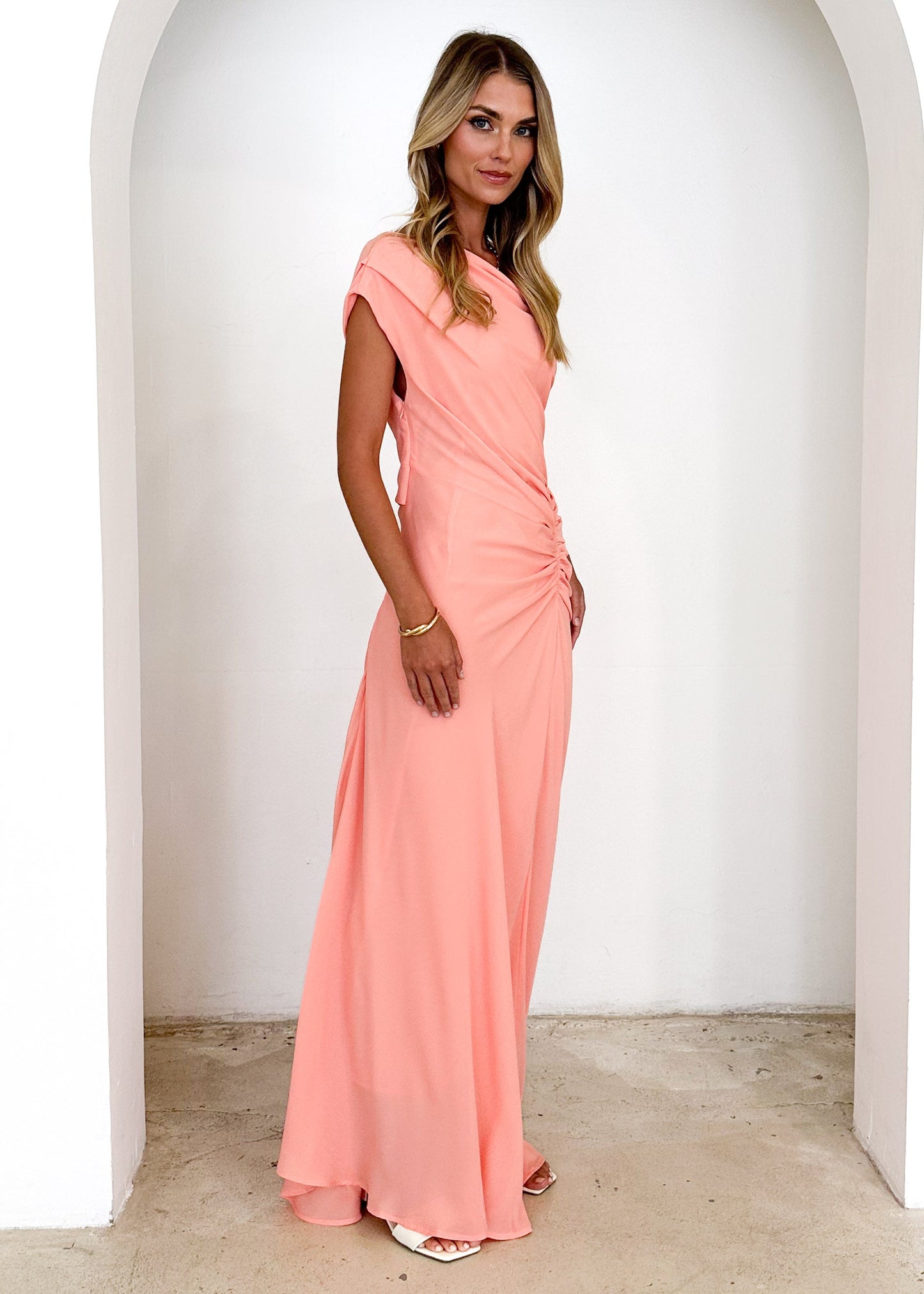Flirtini One-Shoulder Maxi Dress Peach 6