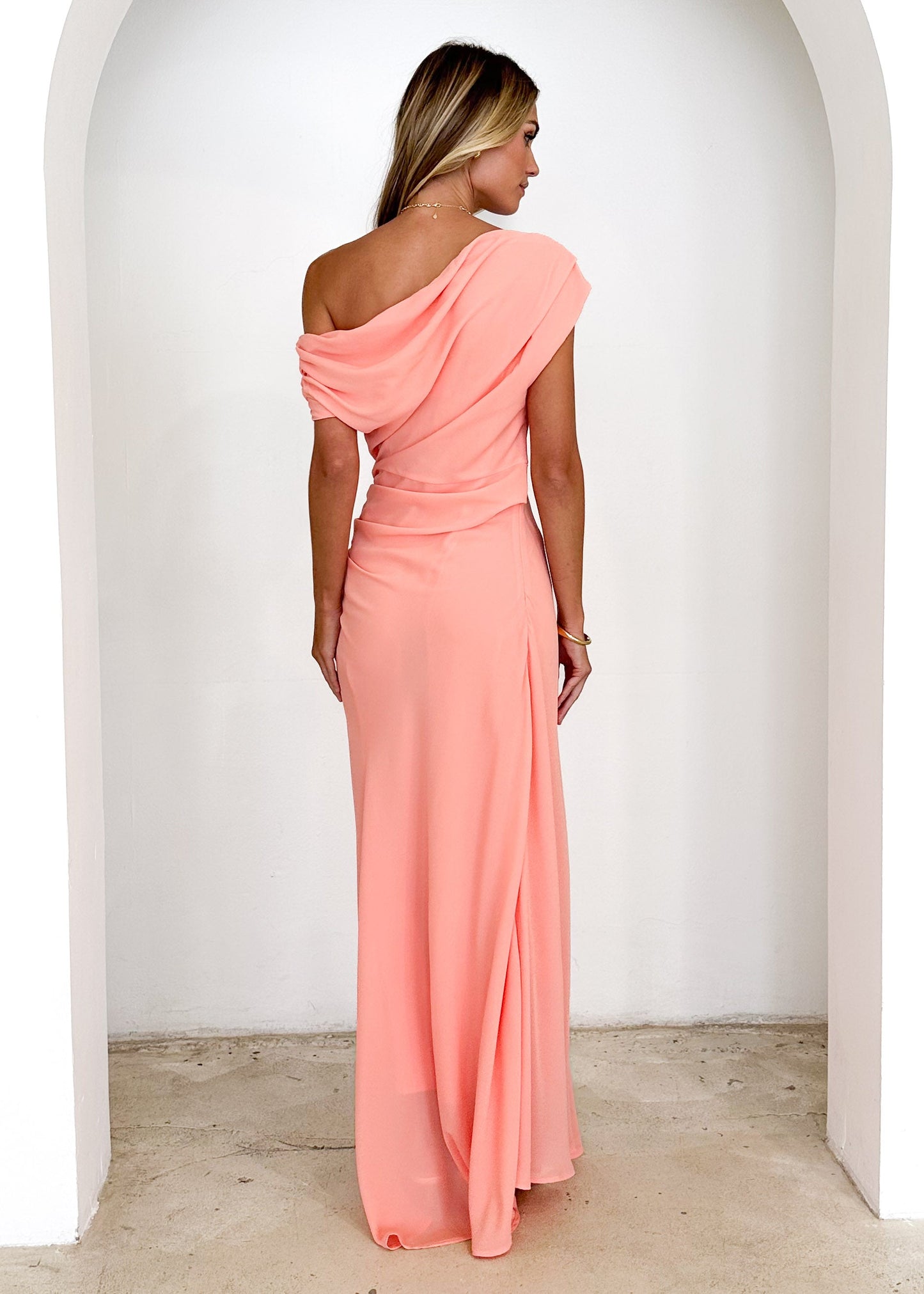 Flirtini One-Shoulder Maxi Dress Peach 4