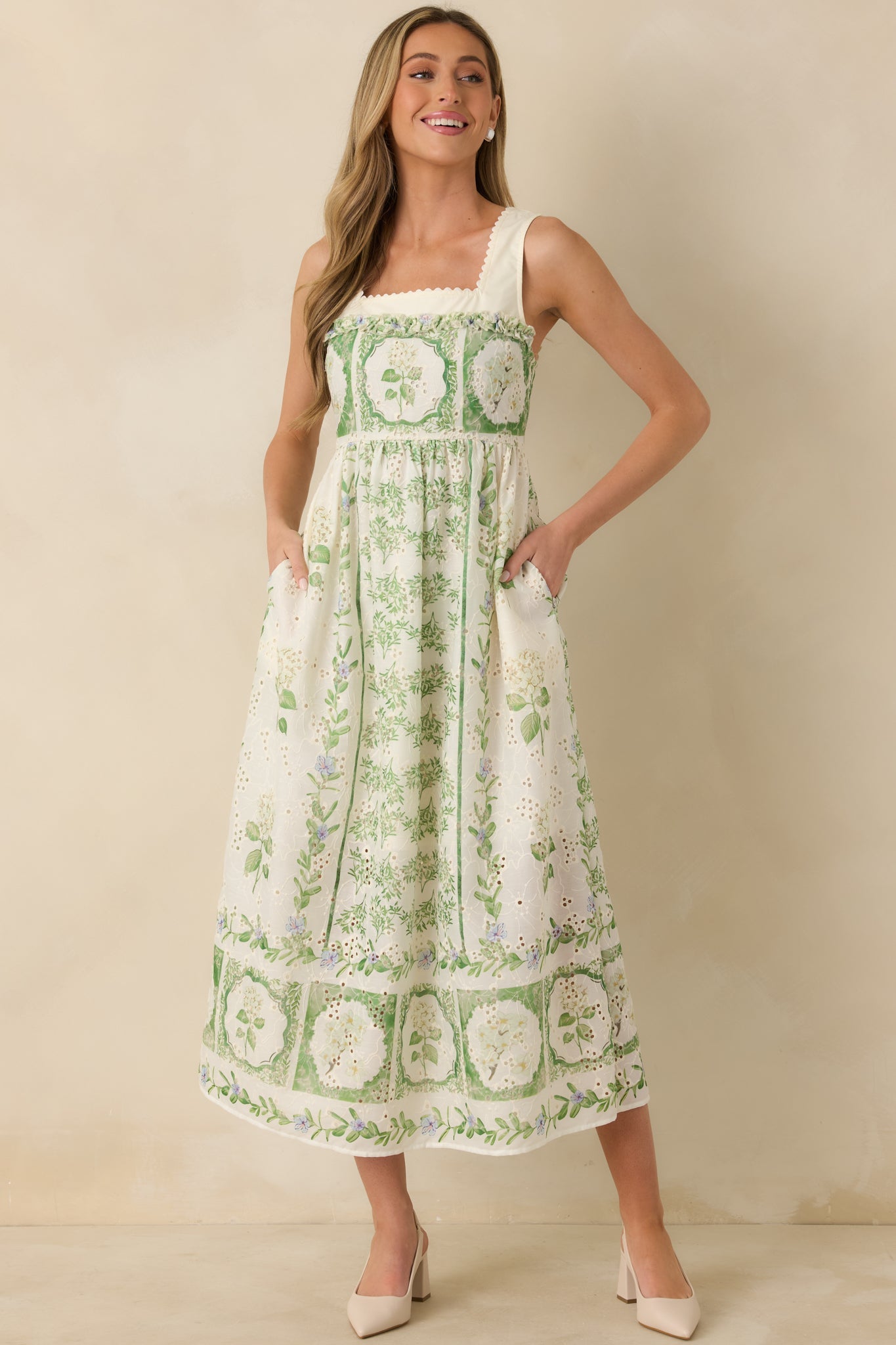 Evangeline Eyelet Maxi Dress Green 3